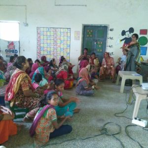 Swayam Volunteers teaching a tribal school class in 2017