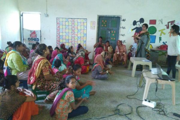 Swayam Volunteers teaching a tribal school class in 2017